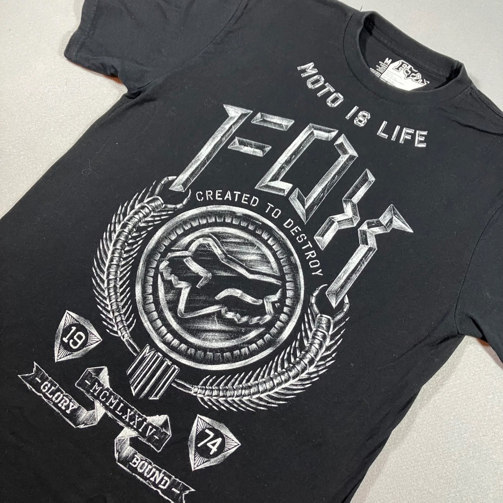 Fox Racing Mens M Moto Is Life Graphic T-Shirt Black Short Sleeve Racing Skater